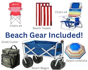 Beach & Pool Gear Included! Beach Wagon, Beach Chairs, Beach Towels, Umbrella, Coolers, & Beach Toys