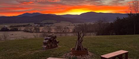 We get beautiful sunrises and sunsets!  Picture prior to firepit improvement