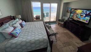 Master Bedroom with View of Gulf and Balcony Access - King Size Bed