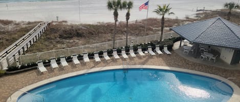 Balcony view of beach just steps away