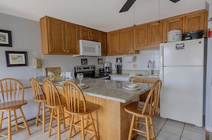 The fully equipped kitchen is a great space to make a snack, gourmet meal, or anything in between.