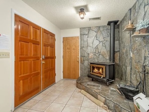 Indoor fireplace.