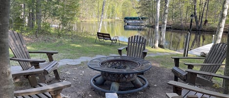 Relax by the firepit after a long day on the water