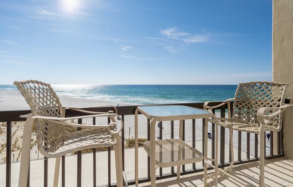 Sit out on your balcony watching the views of sunrise or sunset off of Panama City Beach while drinking a cup of your favorite coffee or tea!