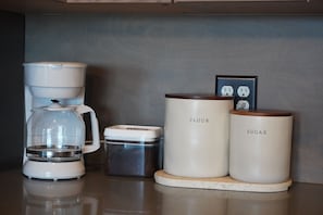 Start your day at our fully stocked coffee station, complete with drip coffee.
