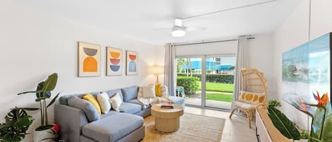 Bright and stylish living room with cozy seating and natural light