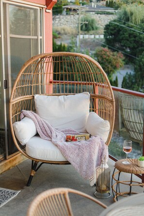 Take in the mountains from our stylish egg chair!