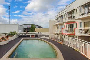 Private balcony with pool view