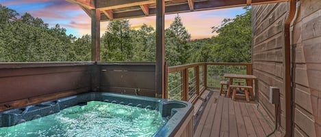 Relax in the hot tub after a full day of fun!