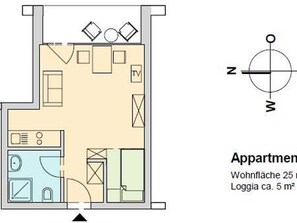 Ferienwohnung Nr. 08 Wildwechsel, OG, 25qm, 1 Wohn/Schlafbereich, max. 1 Personen-Nr. 08 Wildwechsel