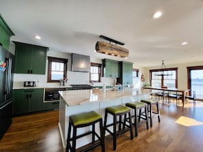 Large open concept kitchen and dining area