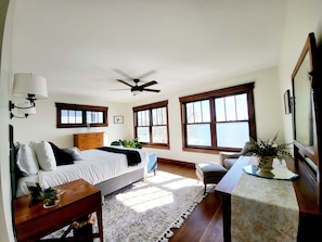 Second floor bedroom with views over the Harbor