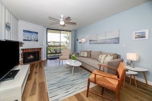 Plenty of seating for four in the living area