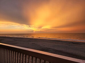 Beautiful sunrise view from the main deck overlooking the ocean