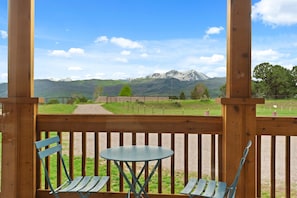 Your covered front porch with views of Capitol, Snowmass, and Mount Sopris