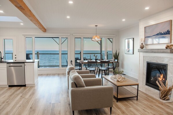 open-concept living and dining area 