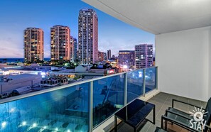 Balcony area with panoramic views of the Gold Coast and the ocean