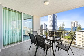 Enjoy your morning coffee in our spacious balcony with the ocean/ the city views