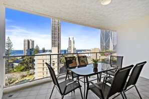 Refreshing scenery in the balcony area with the ocean and the city views