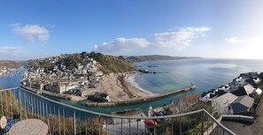 Panoramic views over Looe Bay and beyond from our balcony