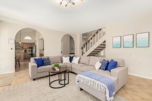 large sectional couch in living room