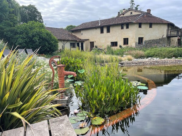 ChezLeMoulin boulangerie from the natural swimming pool.