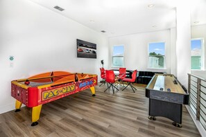 Game Loft w/ Air Hockey, Shuffleboard & Poker Table