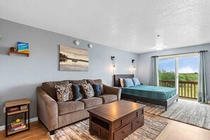 View of Living Area - Queen Size bed and a queen-sized fold out couch