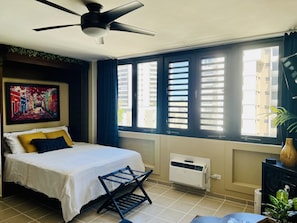 Darkening curtains will allow for a morning sleep-in or a nice afternoon nap