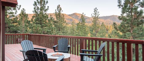 Fire pit on back deck