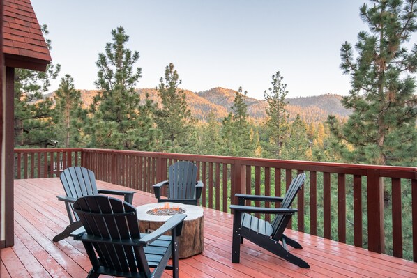 Fire pit on back deck
