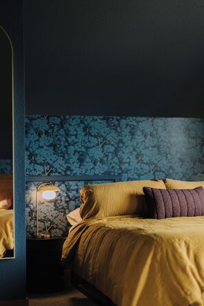 Cozy bedrooms with organic cotton linens.