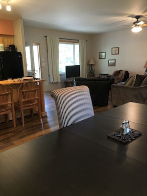 Dining, living room, kitchen 