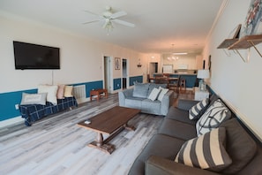2 couches and a big screen tv with streaming!
