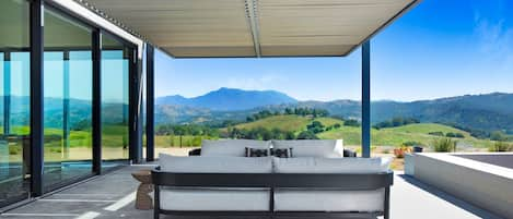 East facing view from the outdoor seating area; Mt. St. Helena in the distance.