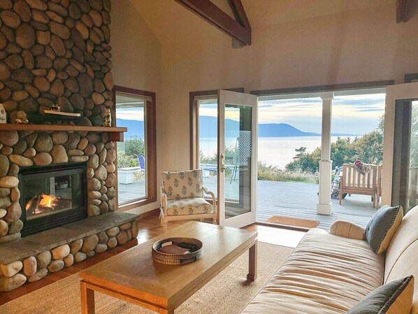 Cozy up to this beautiful fireplace and enjoy the view!