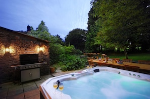 The hot tub and the BBQ terrace