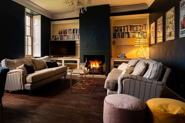 The drawing room is warm and cosy