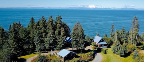 The Redoubt Cabin overlooks the Cook Inlet with views of Lake Clark National Park