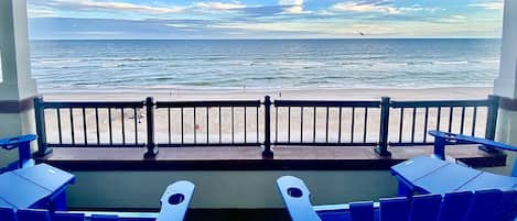 Ocean front private balcony with seating