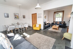 The open plan living and dining area is a great space for all the family