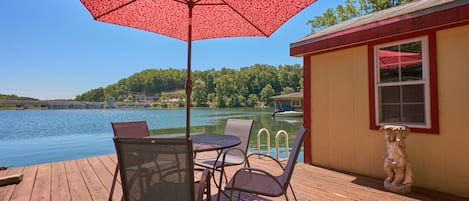 Boathouse with dock on the lake