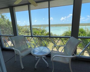 Spectacular patio with panoramic water views of both the ocean and the sound.