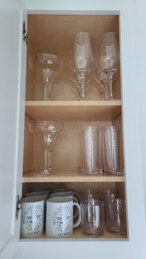 New cups, wine glasses, margarita glasses