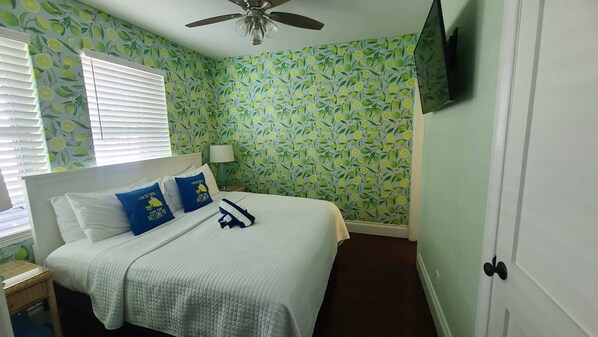 Renovated king bedroom with 50 inch TV