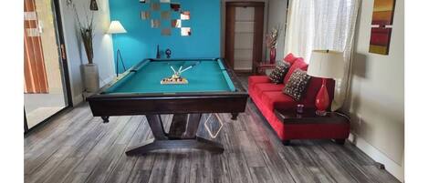 Relax with a thrilling game of pool or head out to the patio.