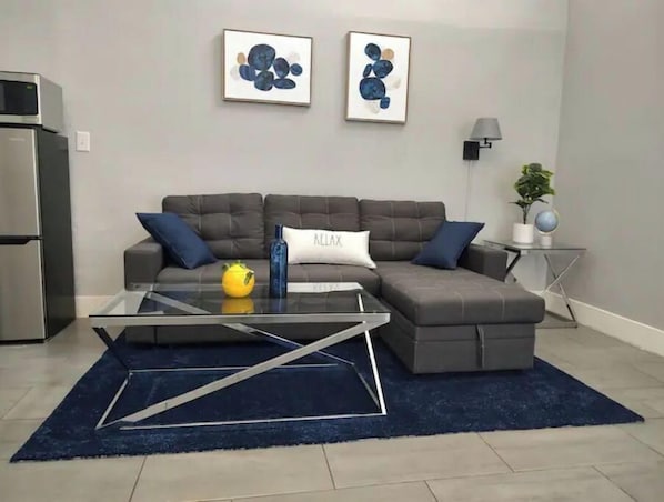 Relax in the lounging area with a book and some coffee.