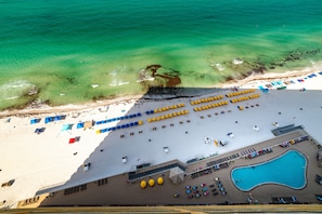 Look down from your balcony and see wonderful pool and hot tub views