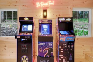 It's recess time with the new barn game room. Arcade games for nostalgic fun!