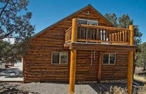 The loft deck is a private space for stargazing or absorbing mountain views